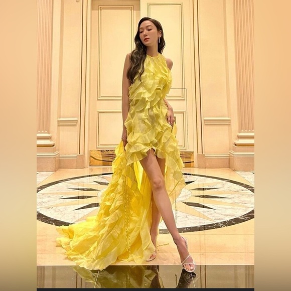 NWT Zimmermann Wonderland Silk Maxi Ruffles Dress Lemon Yellow Size 2/ Medium - Picture 5 of 14